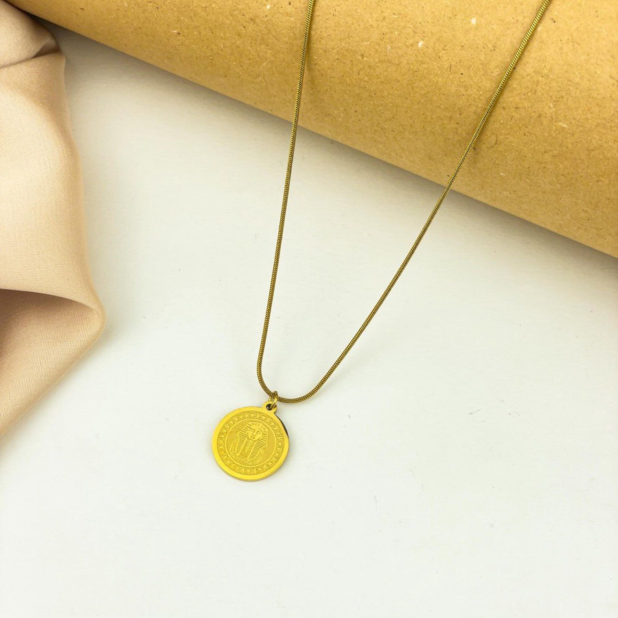 Egyptian Pound Coin Necklace – Gold Stainless