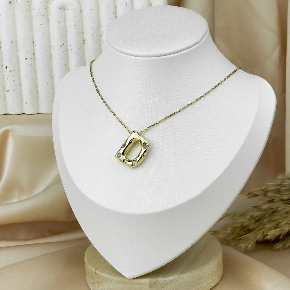 Colorful Zircon Letter Necklace – Stainless Steel