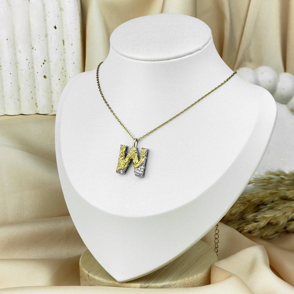 Two-Tone Letter Necklace – Silver & Gold Stainless Steel