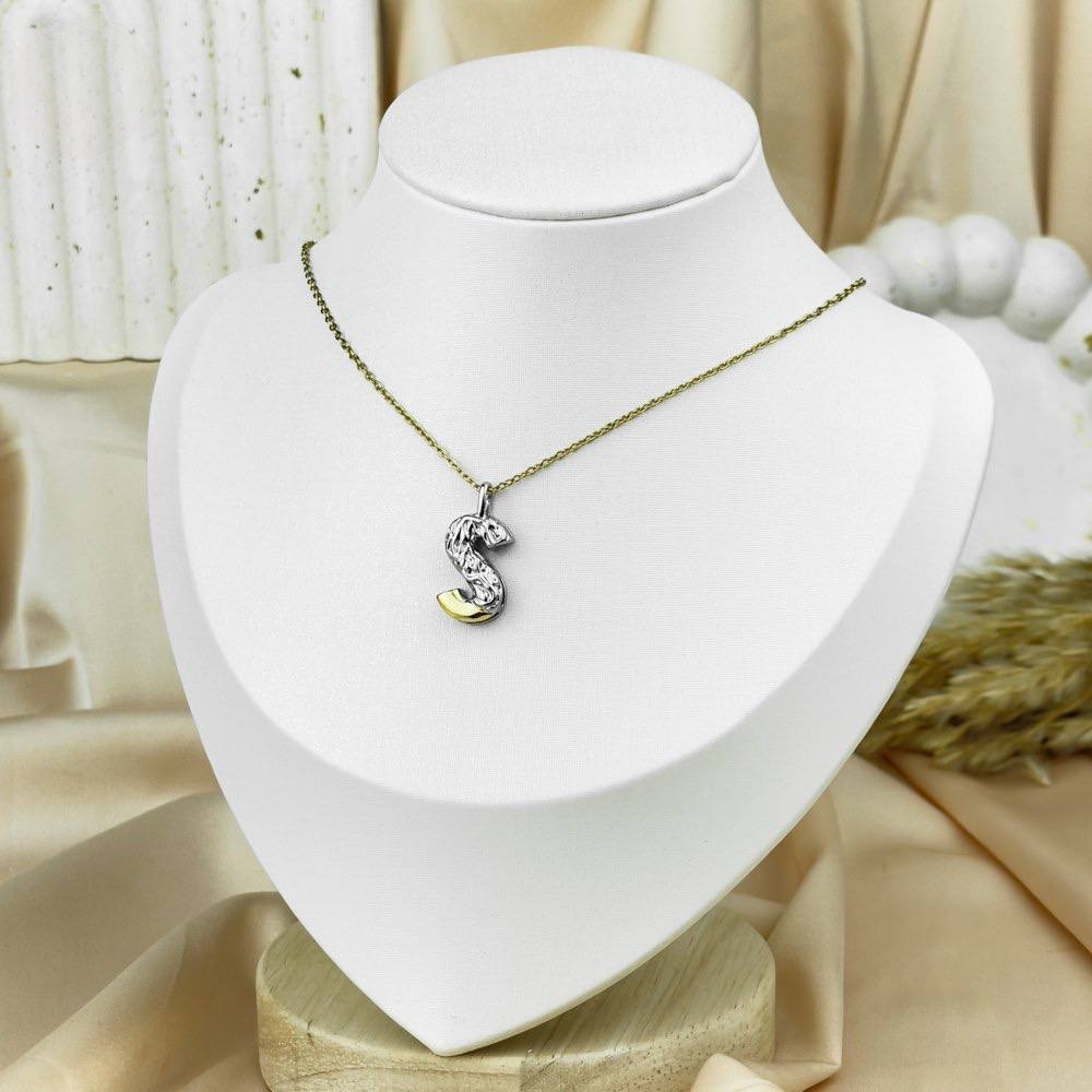 Two-Tone Letter Necklace – Silver & Gold Stainless Steel