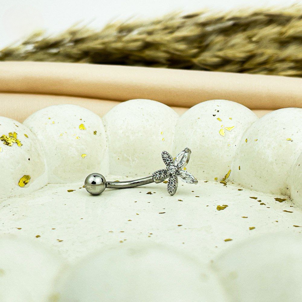 Zircon Rose Belly Piercing – Stainless Pure 316