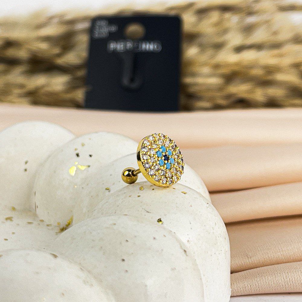 Mystic Eye Belly Piercing – Gold with Clear Crystals