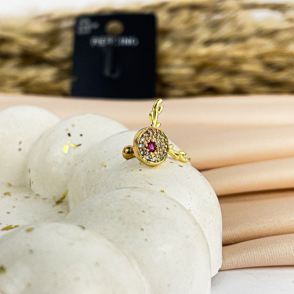 Antler Charm Belly Piercing – Gold with Crystal Touch