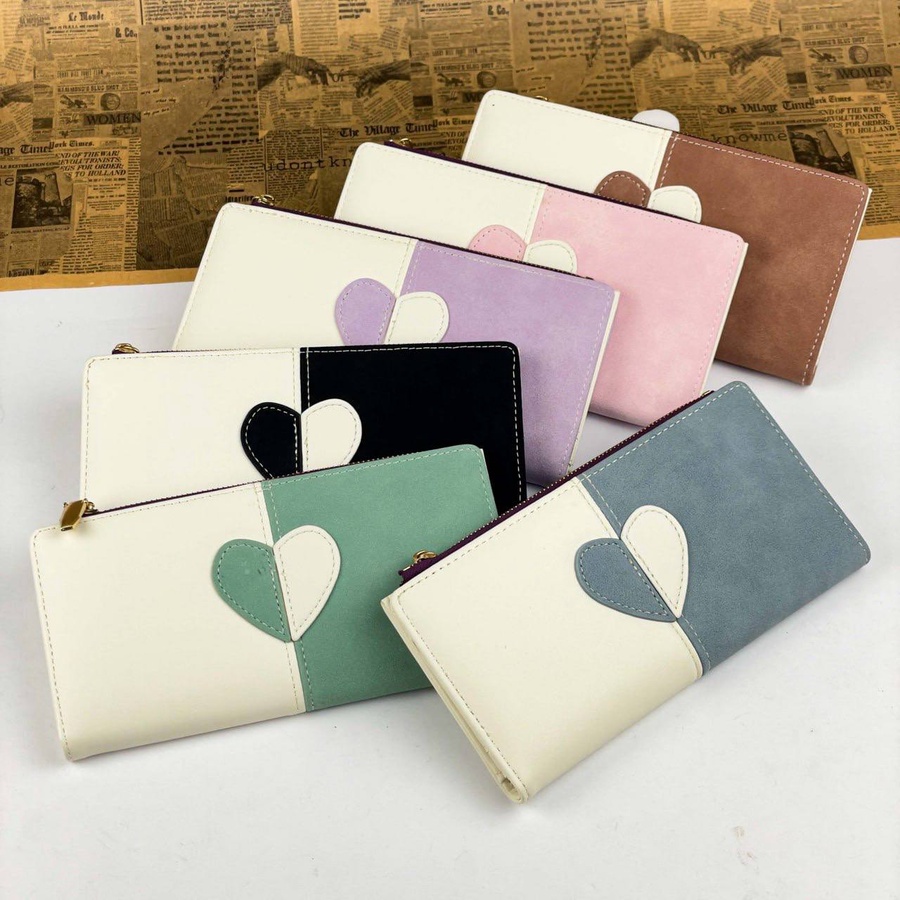 Two-Tone Heart Women’s Wallet – Premium Leather
