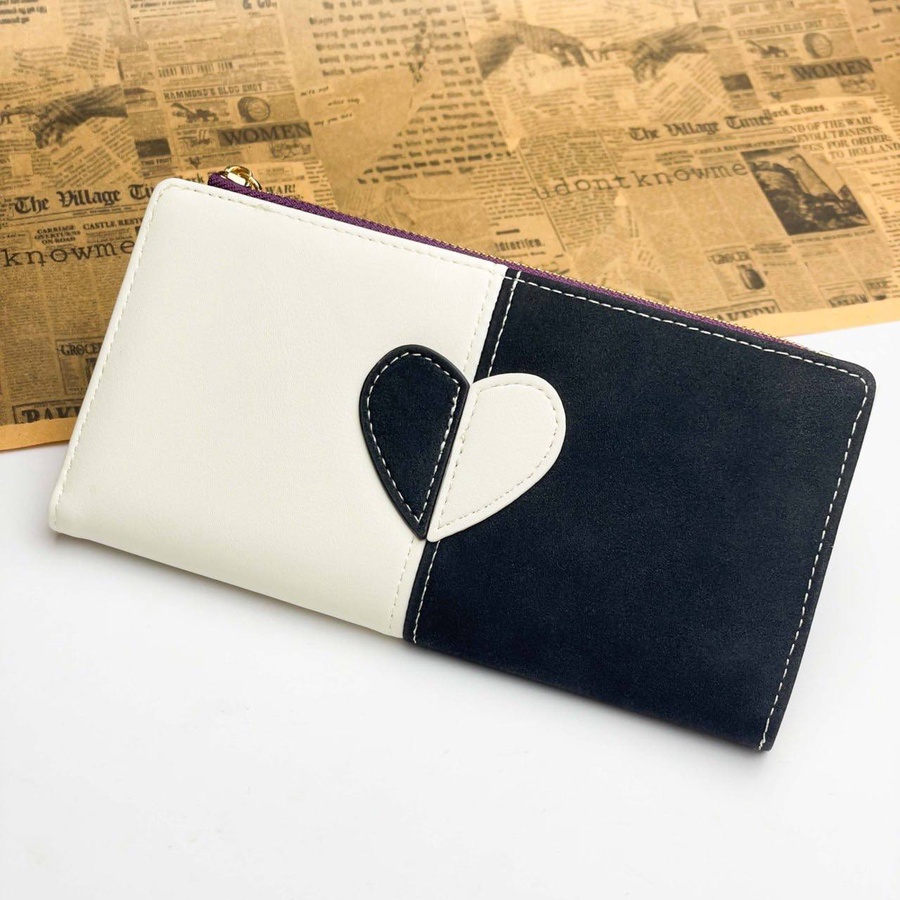 Two-Tone Heart Women’s Wallet – Premium Leather