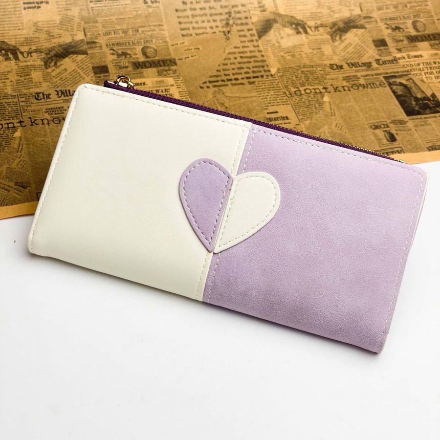 Two-Tone Heart Women’s Wallet – Premium Leather