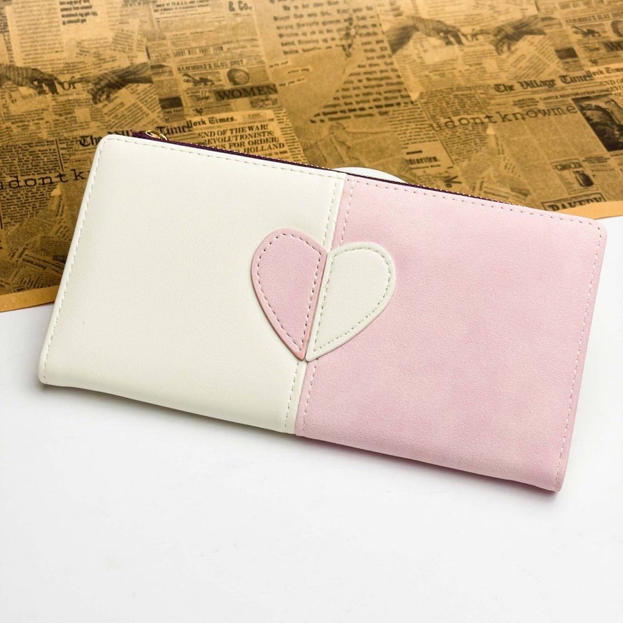 Two-Tone Heart Women’s Wallet – Premium Leather