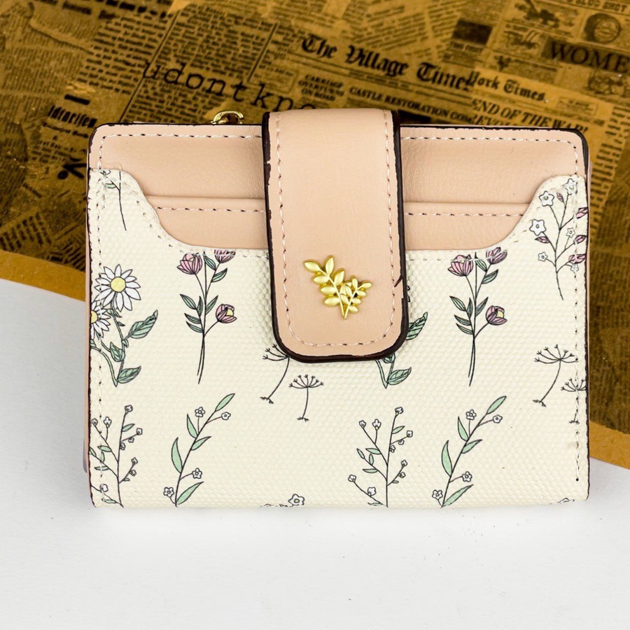 Floral Women’s Sky Leather Wallet – Elegant Pastel Design