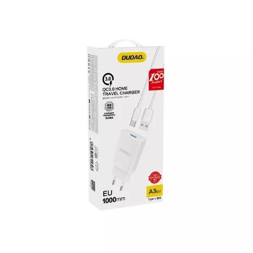 Dudao Home & Travel Adapter Type-C , 18Watts, White product thumbnail 2
