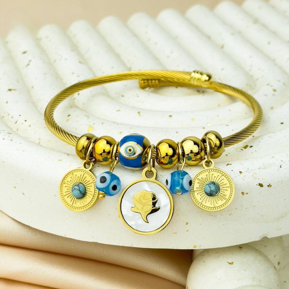 Pandora Blue Eye & White Rose Bracelet
