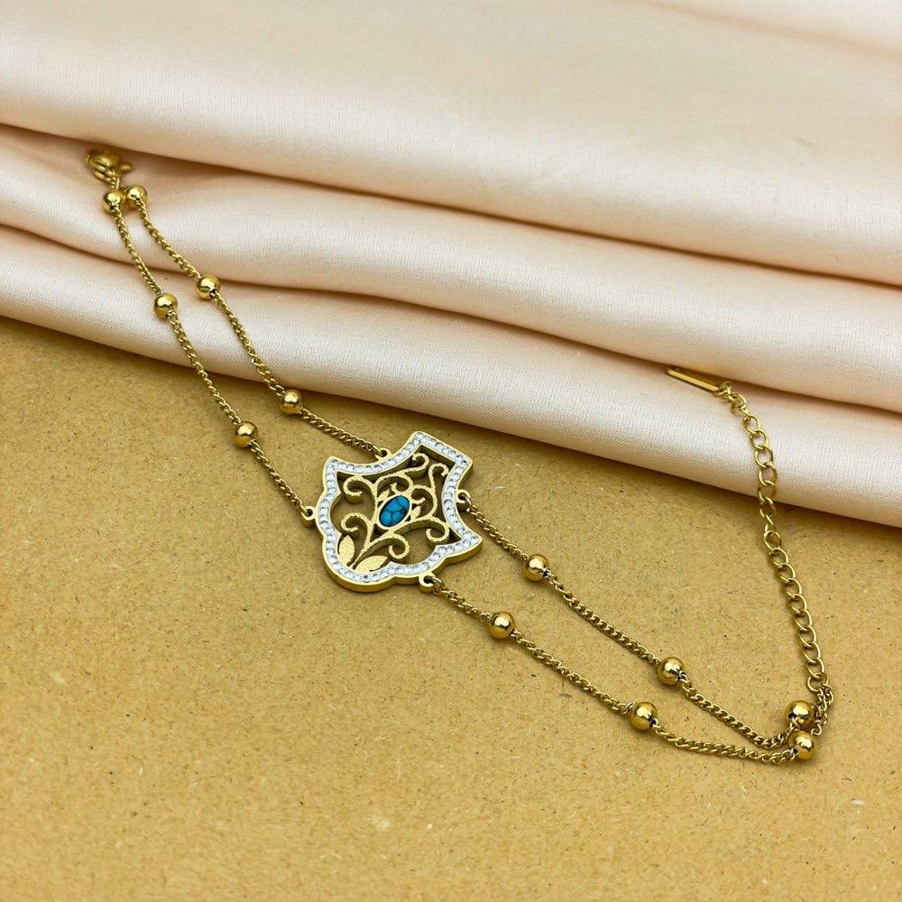 Blue Rose Charm Bracelet