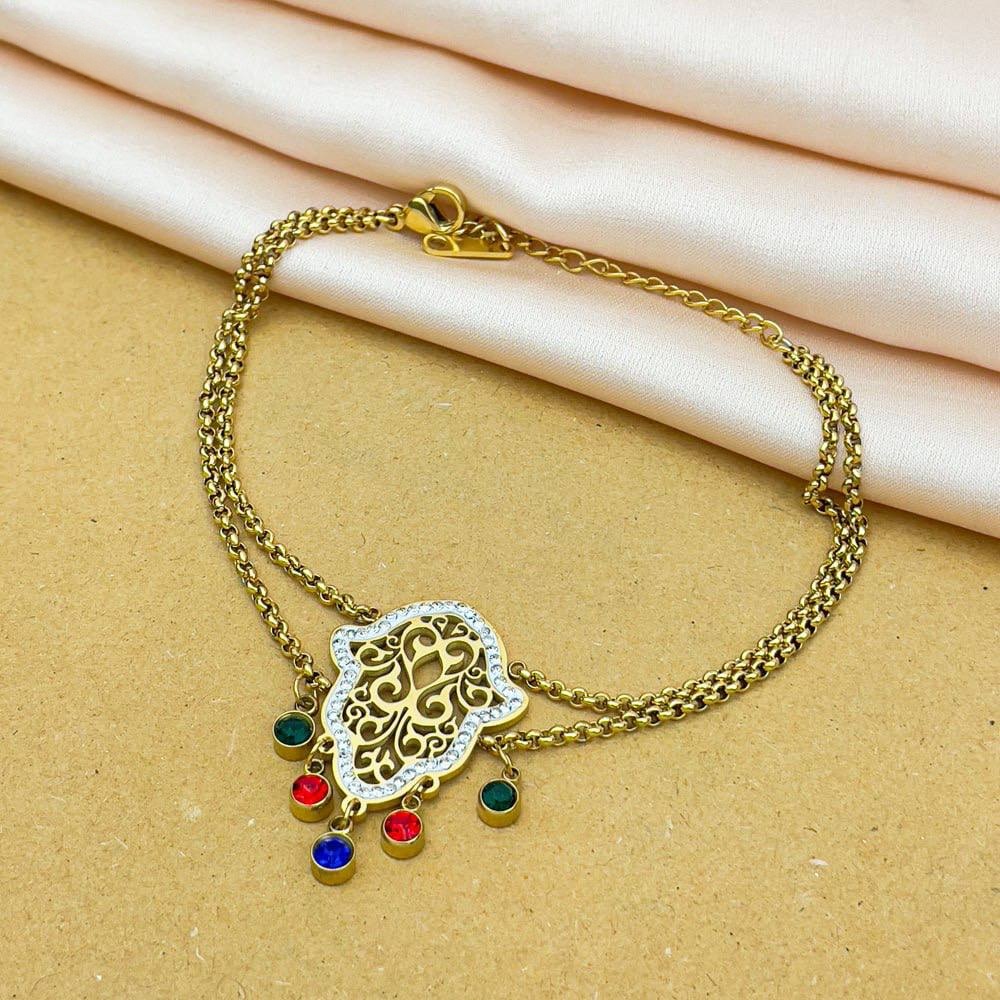 Zircon Hamsa Hand Bracelet