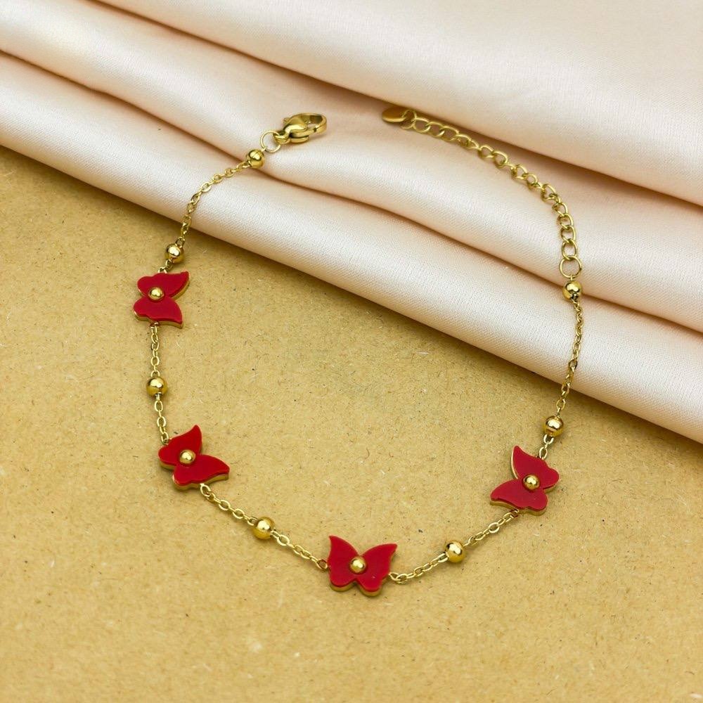 Red Butterfly Charm Bracelet
