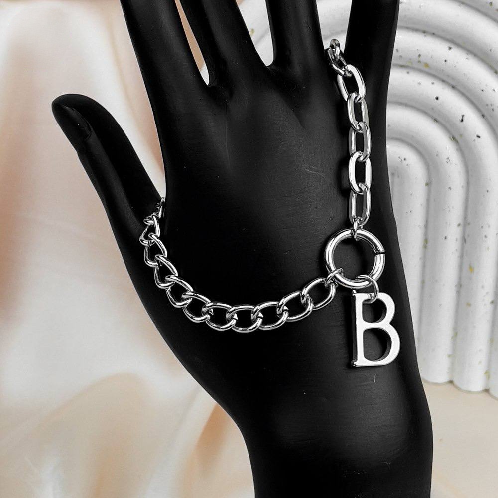 Silver B Letter Charm Bracelet