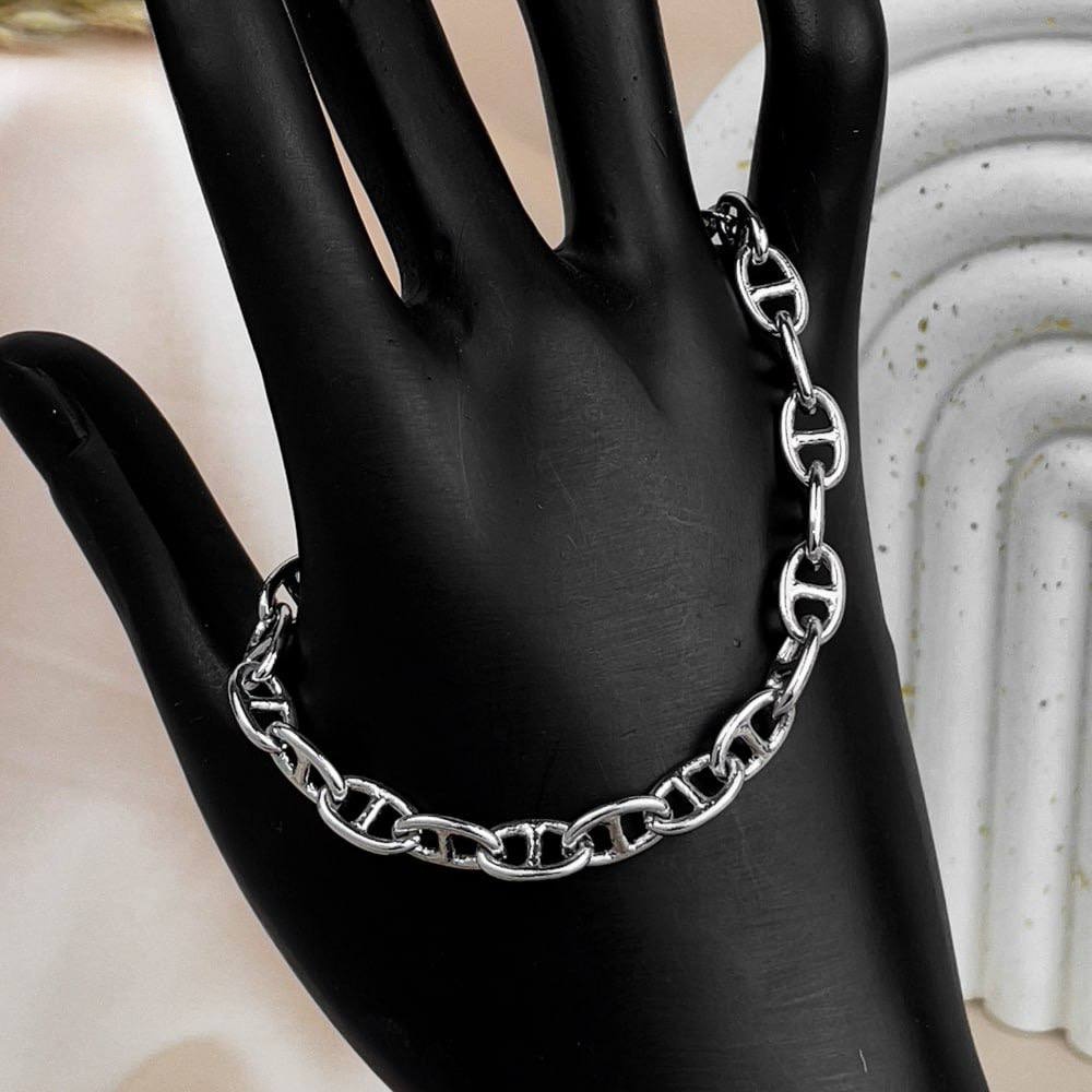 Dual Chain Silver Medallion Bracelet