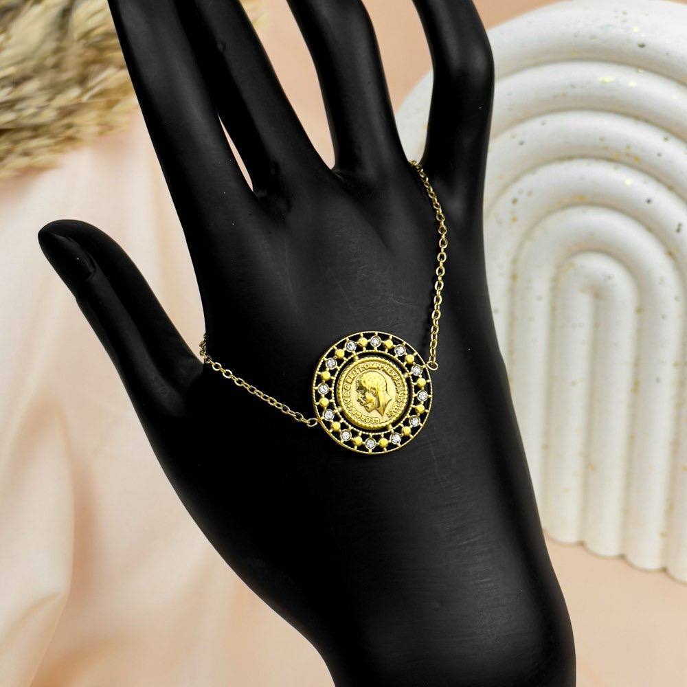 Gold Embossed Face Bracelet