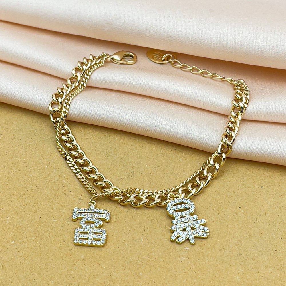 Gold Asian Letters Bracelet