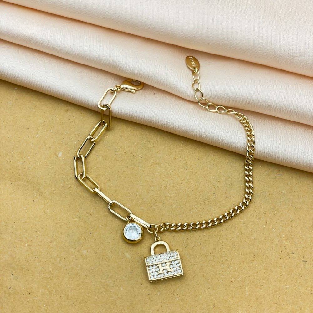 Gold Bag Charm Bracelet