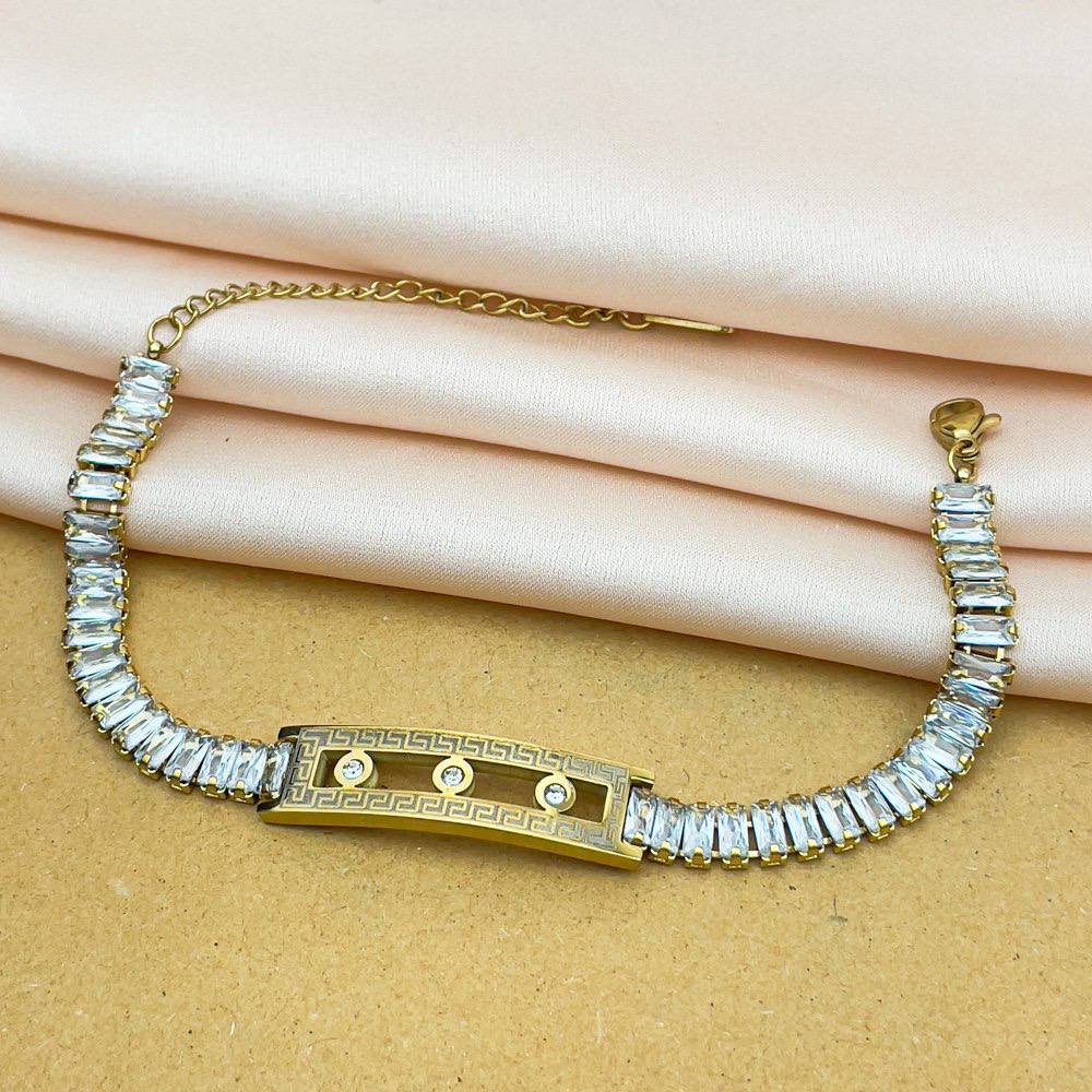 Crystal Bead Bracelet with Gold Accent
