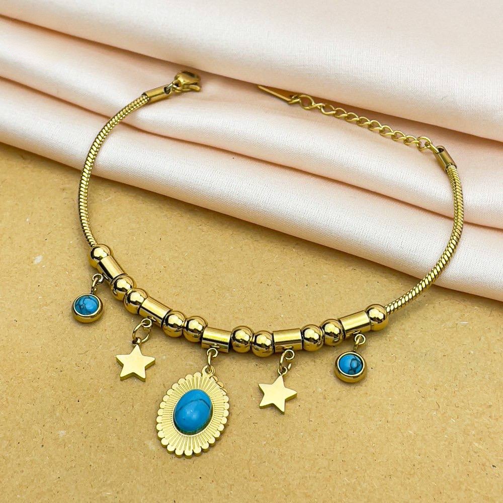 Blue Evil Eye & Star Charm Bracelet