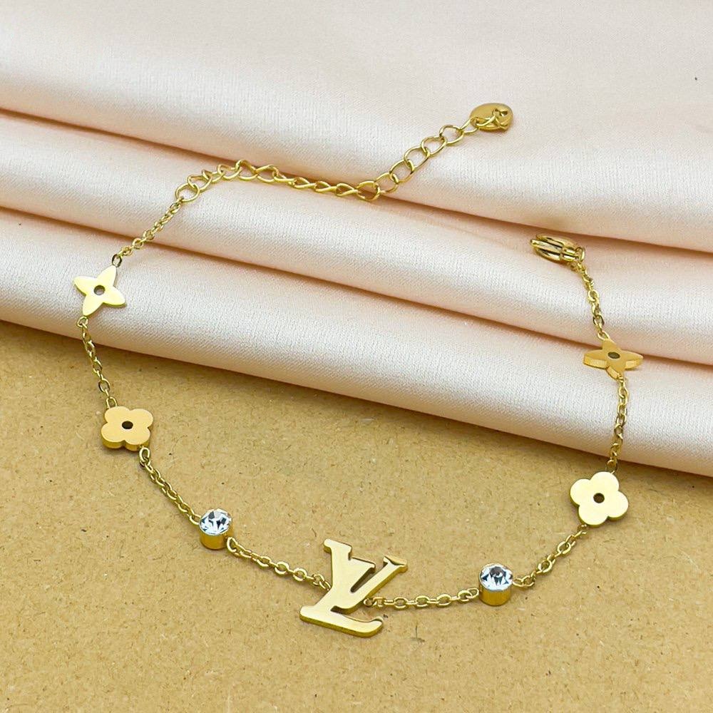 LV-Inspired Floral Charm Bracelet