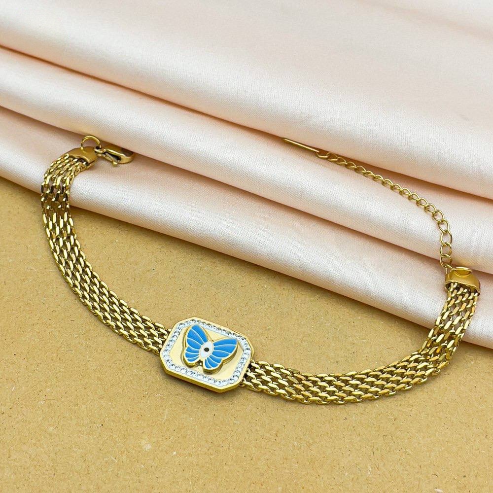 3D Blue Butterfly Charm Bracelet