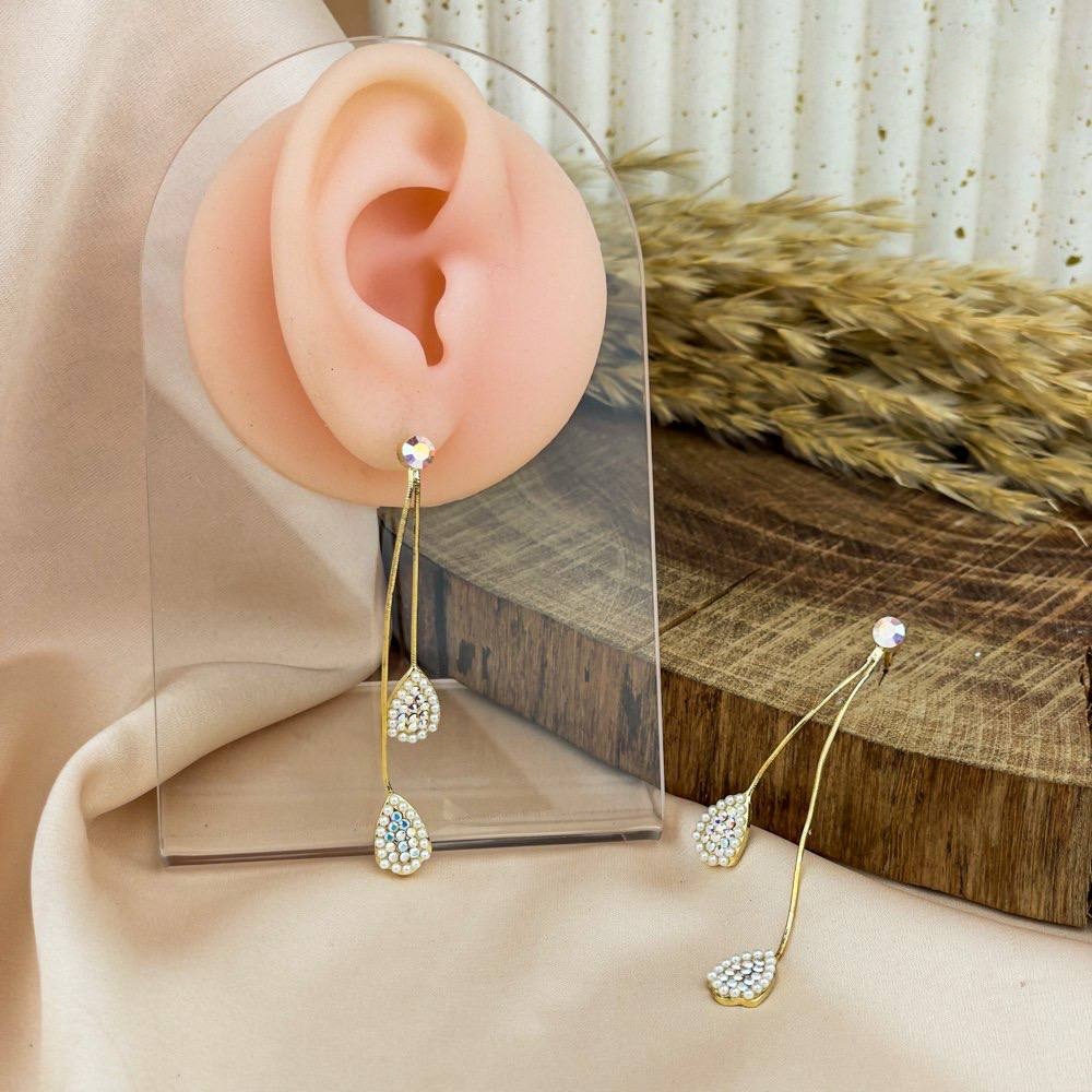Platinum Oval Drop Zircon Earrings – Silver 925