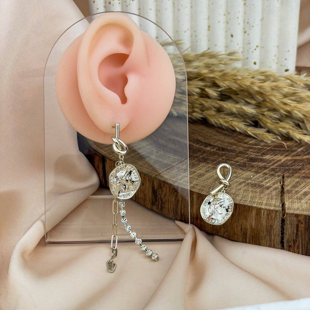 Platinum Coin Chain Earrings – Silver 925