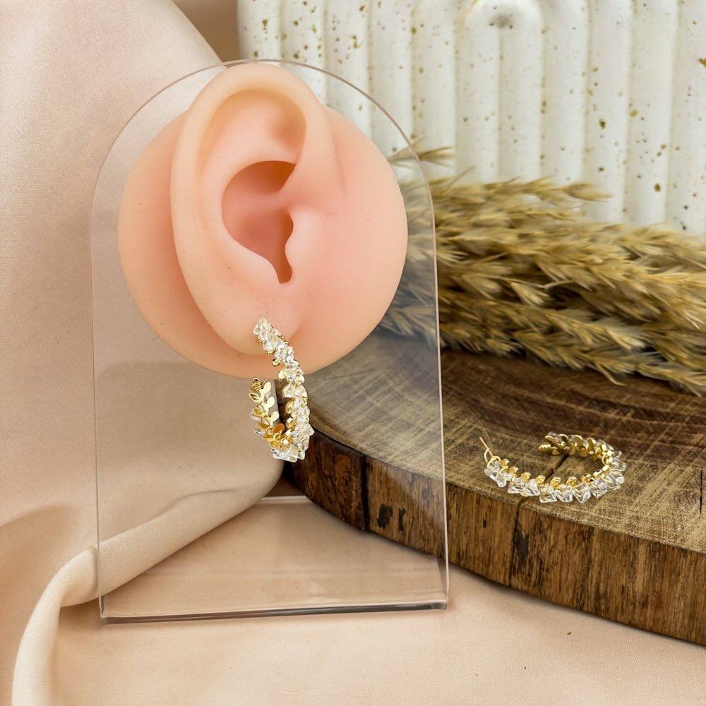 Platinum Open Circle Zircon Earrings – Gold Finish 925