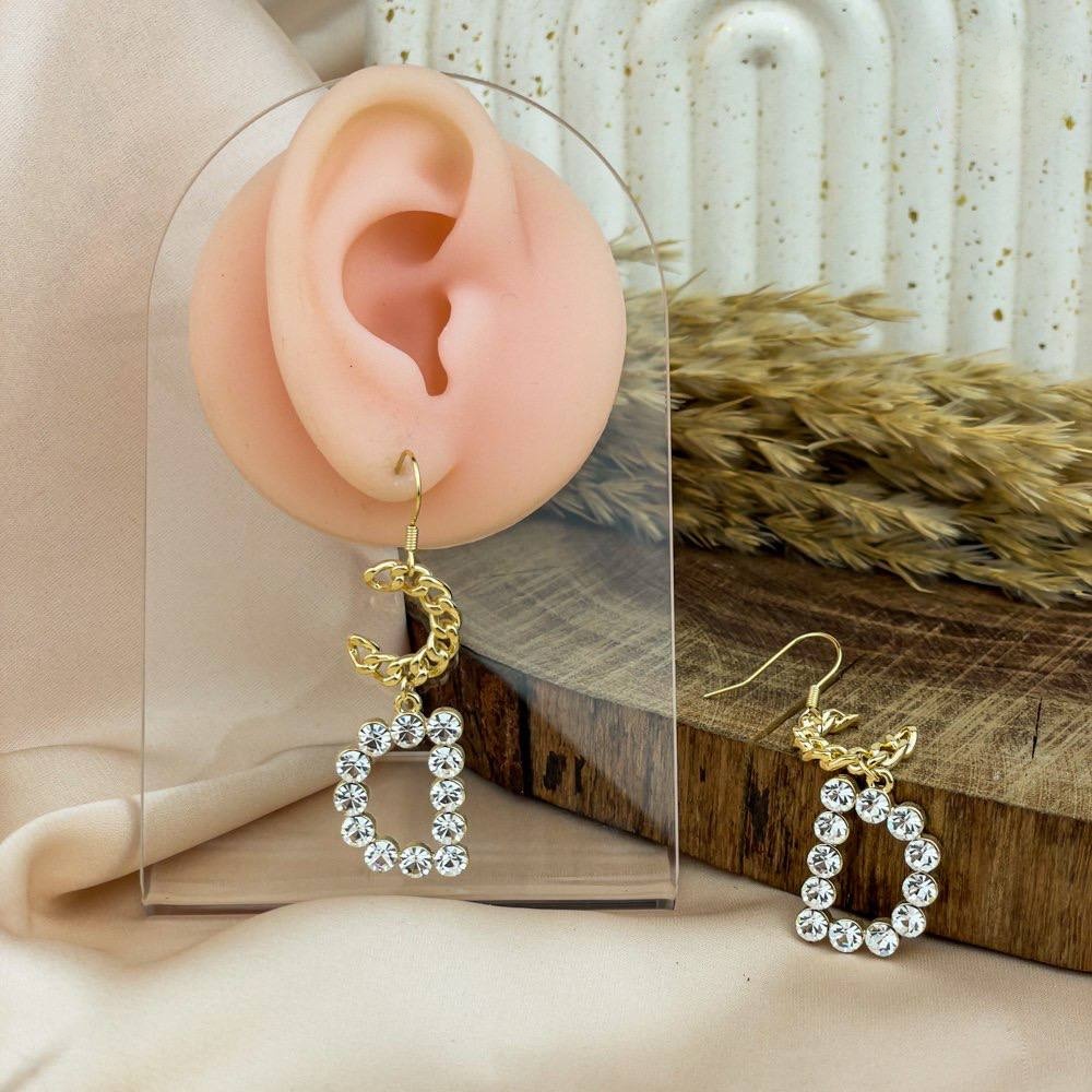 Double C & D Zircon Earrings – Gold Silver 925
