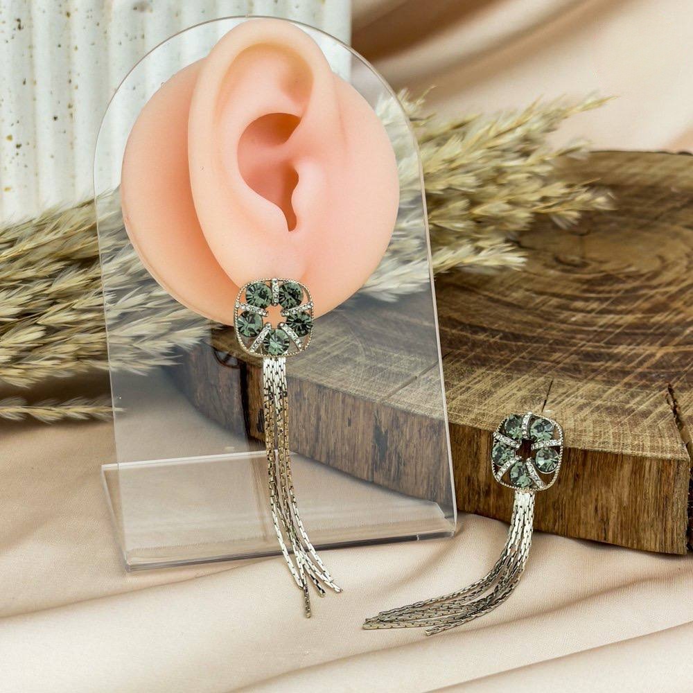 Luxe Platinum Cascade Earrings – Dual Zircon 925 Silver