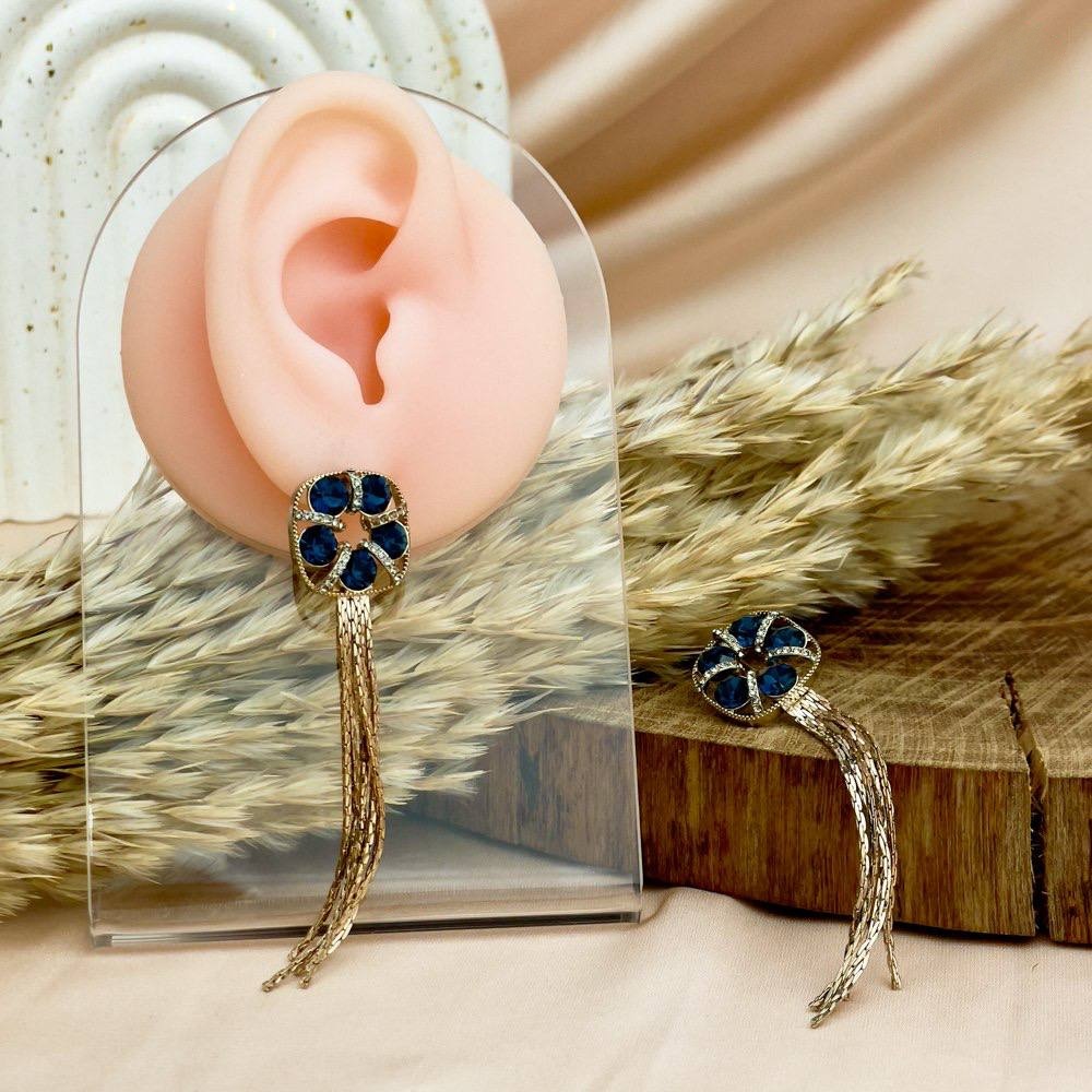 Luxe Platinum Cascade Earrings – Dual Zircon 925 Silver