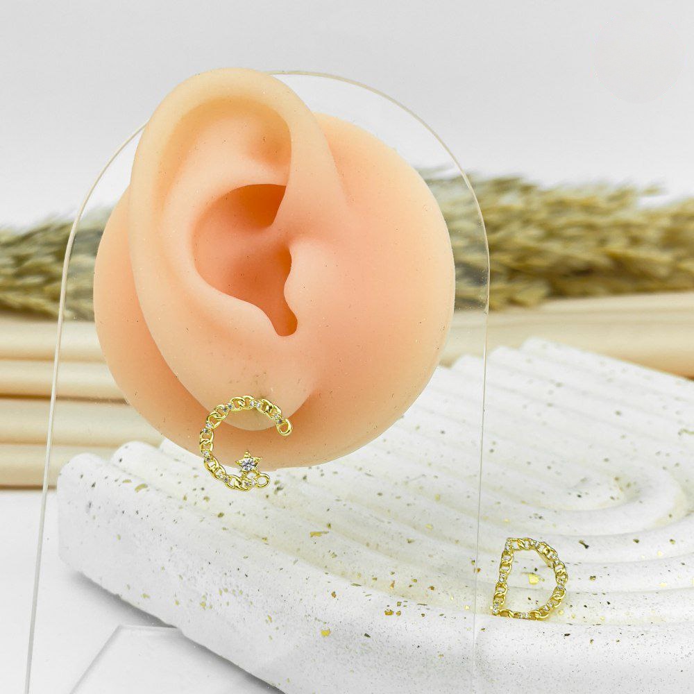 Golden GD Mismatch Earrings – 925 Silver Post