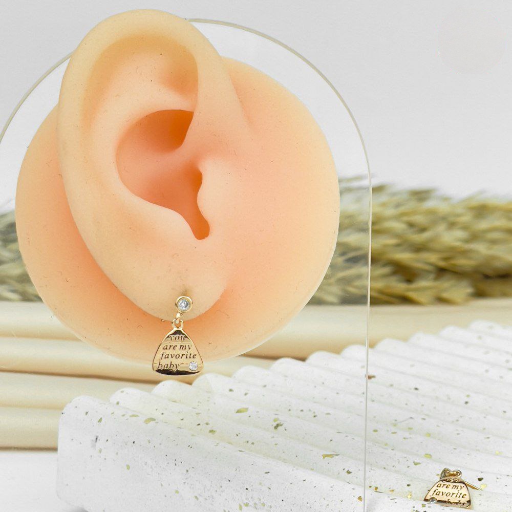 Rose Gold Favorite Baby Engraved Earrings – 925 Silver Post