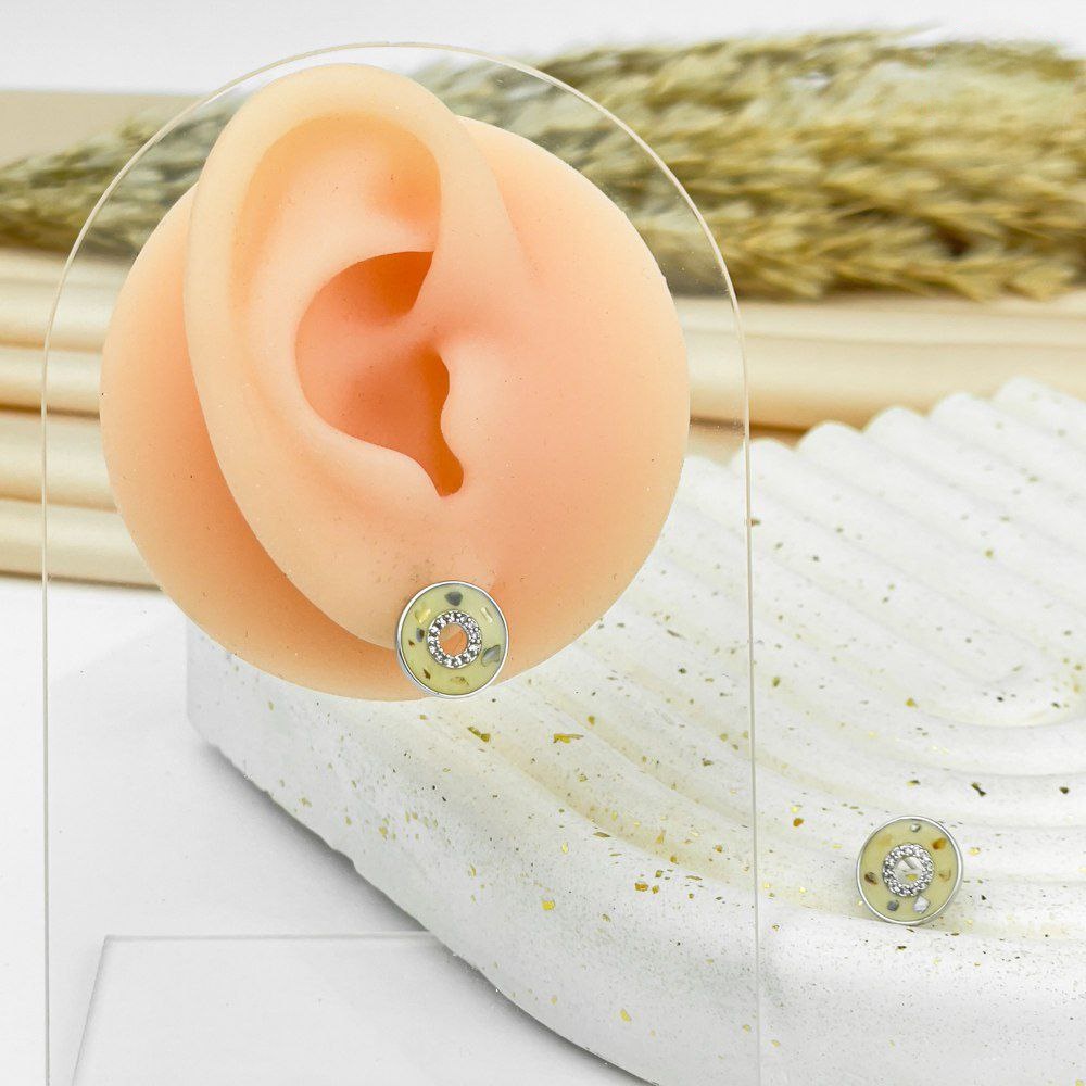 Golden Abstract Donut Earrings – 925 Silver Post