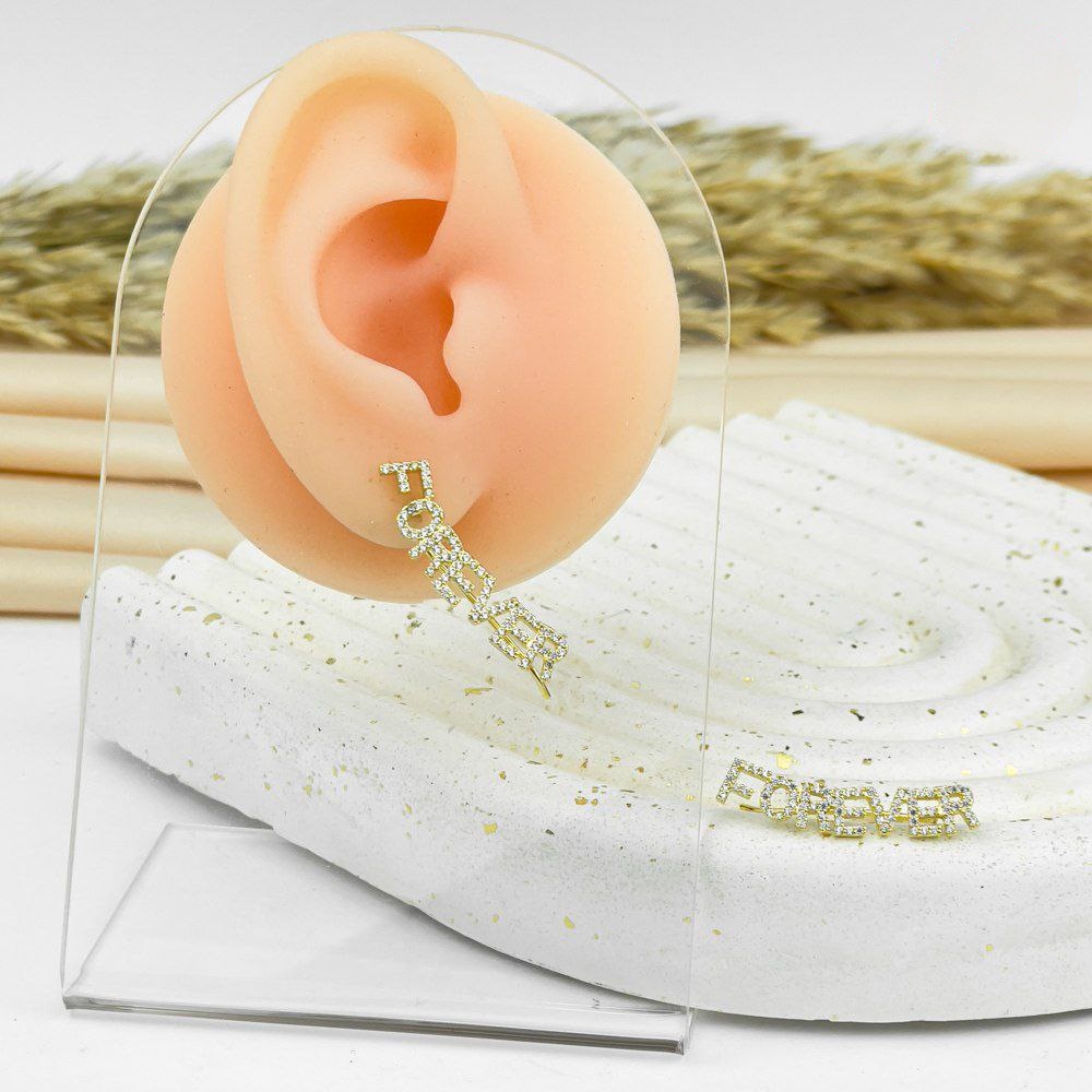Forever Zircon Ear Crawler – Gold Finish & 925 Silver Post