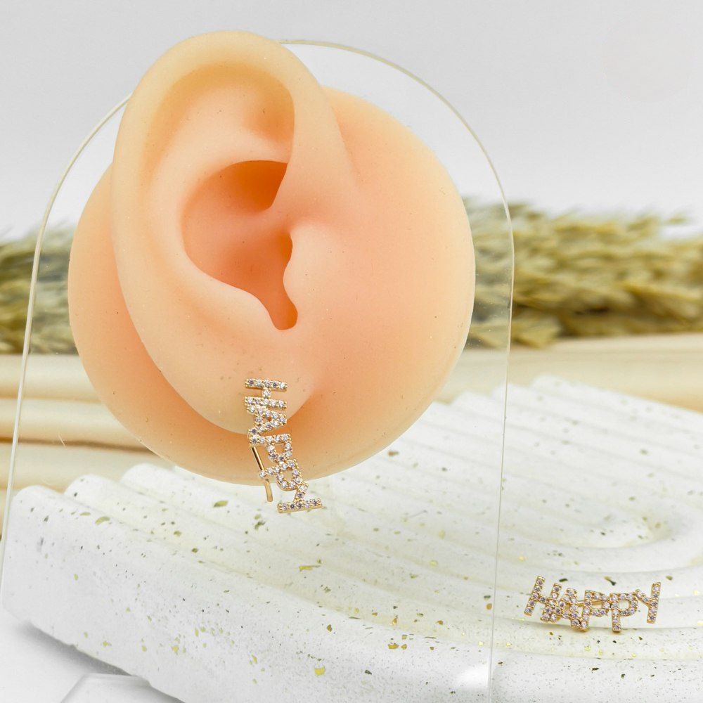 Rose Gold Happy Sparkle Earrings – 925 Silver Post