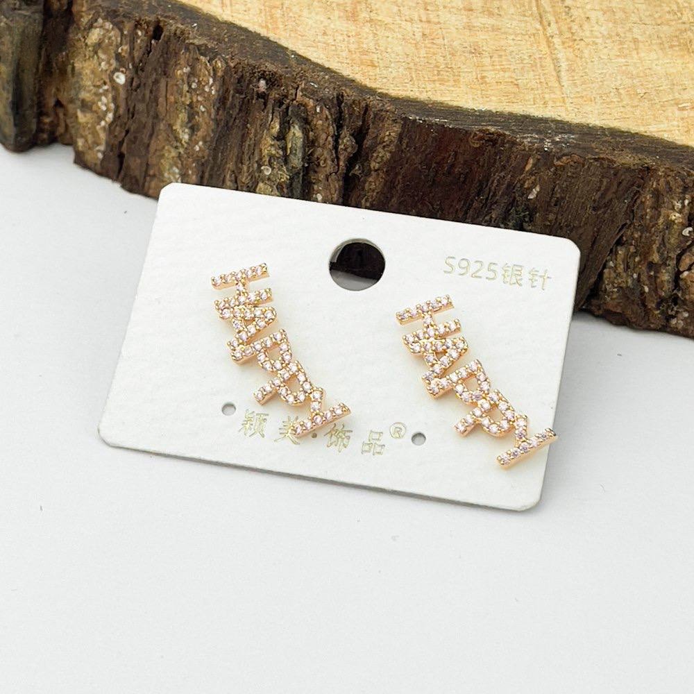 Rose Gold Happy Sparkle Earrings – 925 Silver Post