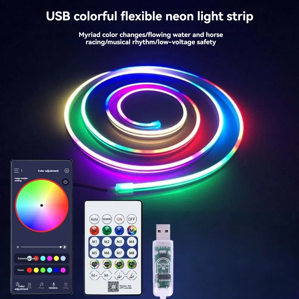 5M RGB-IC Neon LED Strip Light – شريط LED ذكي متعدد الألوان مع 60 ...