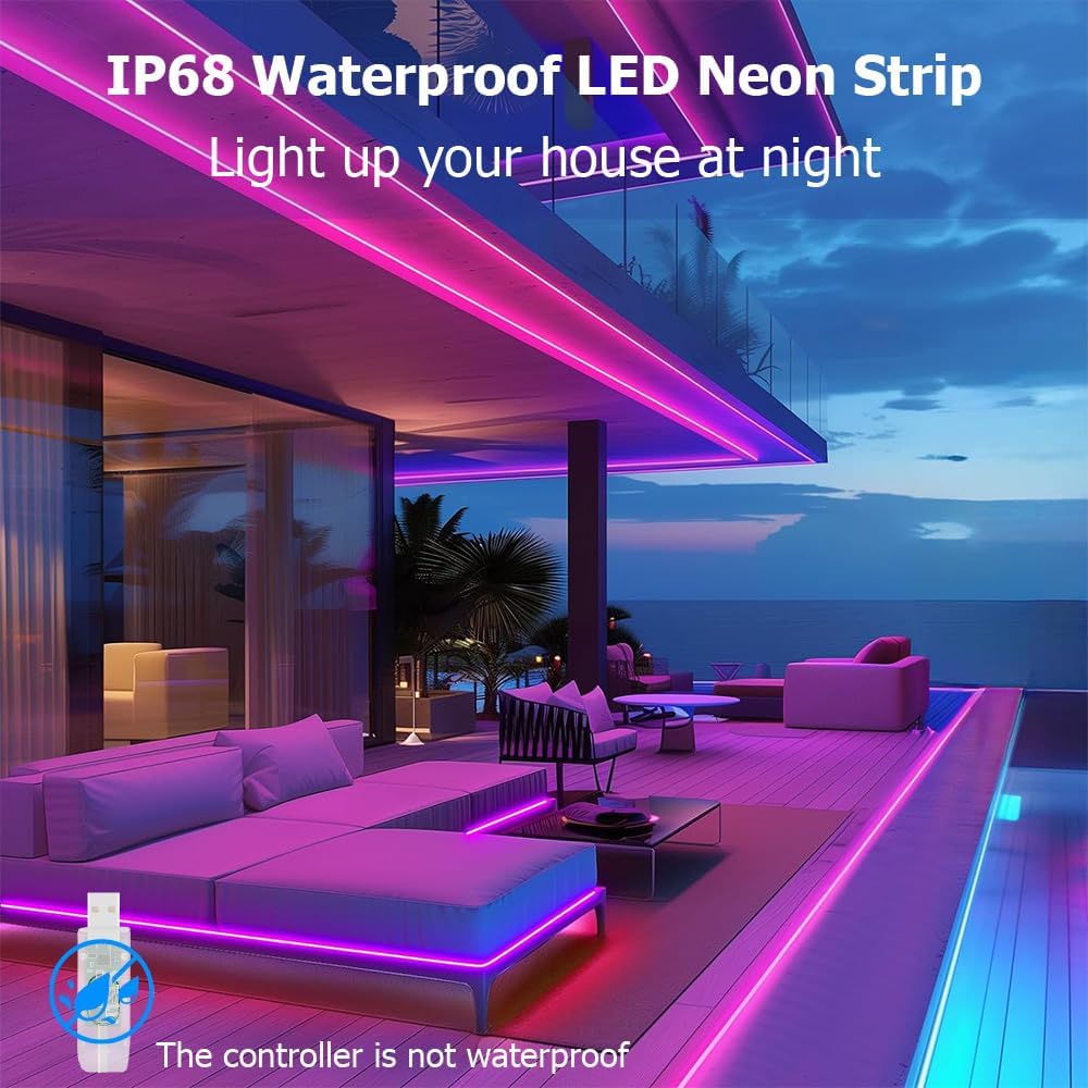 5M RGB-IC Neon LED Strip Light – شريط LED ذكي متعدد الألوان مع 60 ...