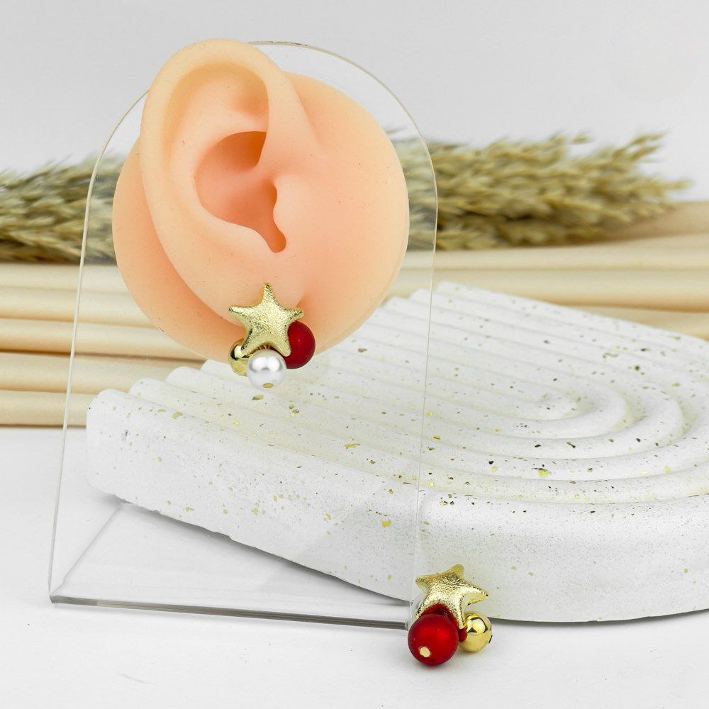 Star Pearl Stud Earrings – 925 Silver Post