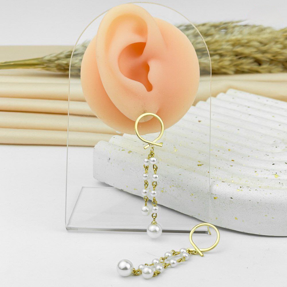 Serena Pearl Waterfall Earrings – 925 Silver Post