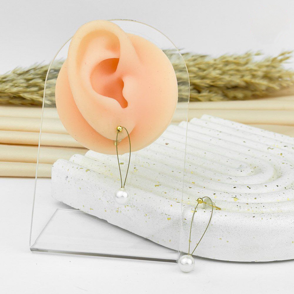 Elina Pearl Loop Earrings – 925 Silver Post