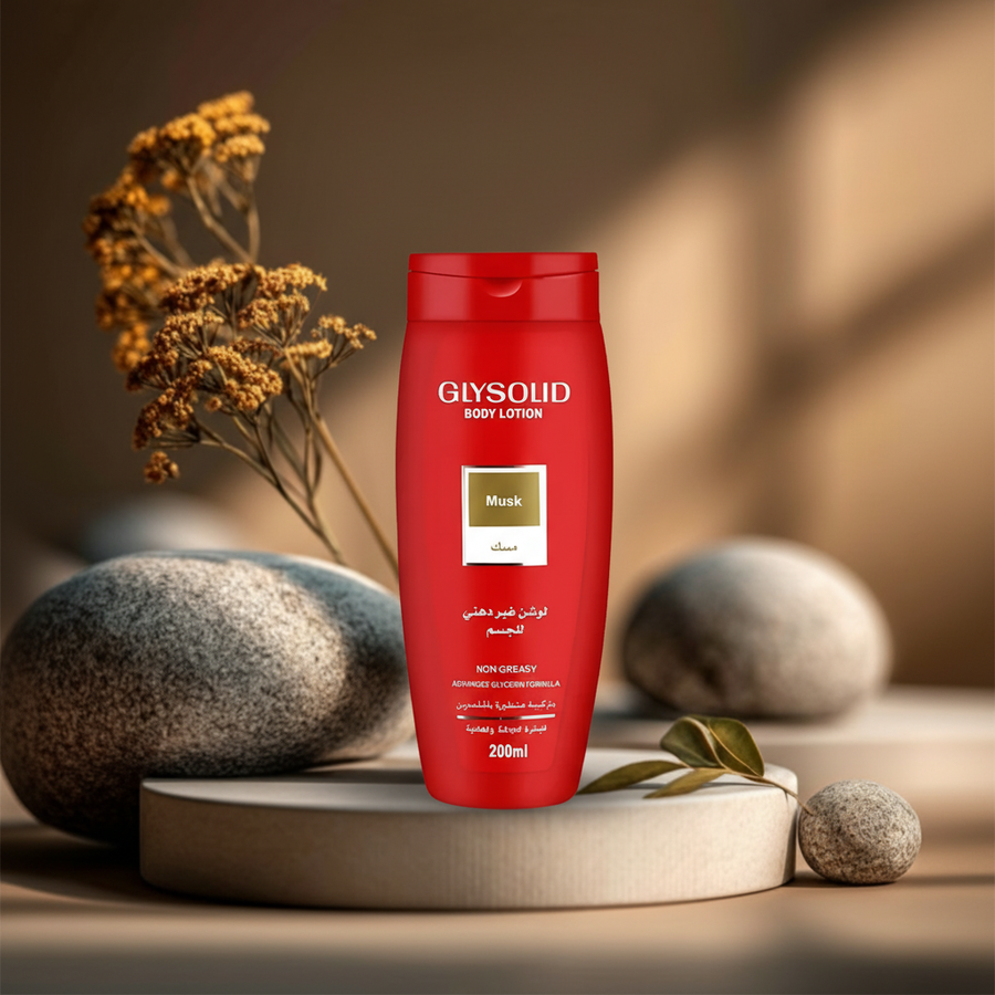 Glysolid Body Lotion لوشن مرطب للجسم يرطّب البشرة بعمق، يحمي من الجفاف، ويمنح نعومة ومرونة تدوم طويلًا بتركيبة غنية مناسبة للبشرة الجافة.