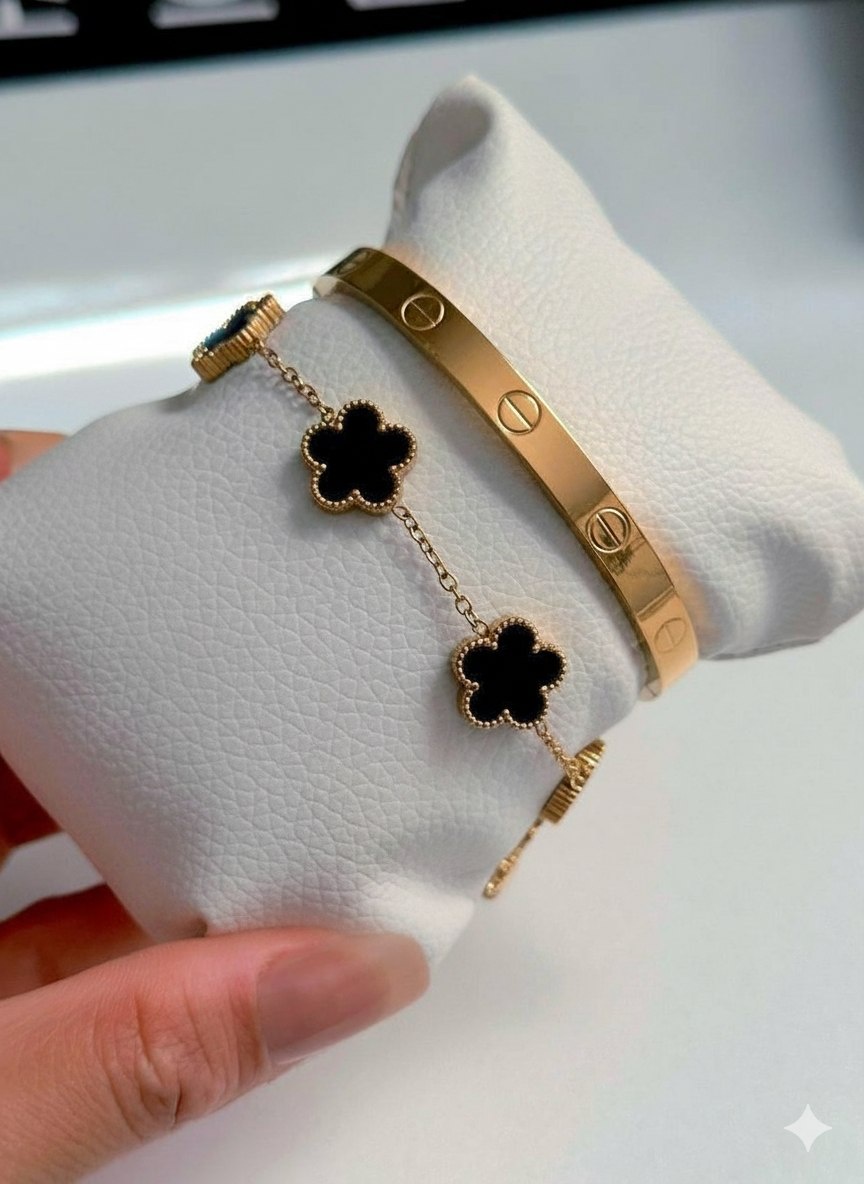 Stainless Steel Cartier Bangle & Rose Bracelet