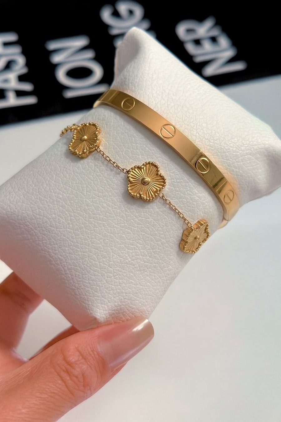 Stainless Steel Cartier Bangle & Rose Bracelet
