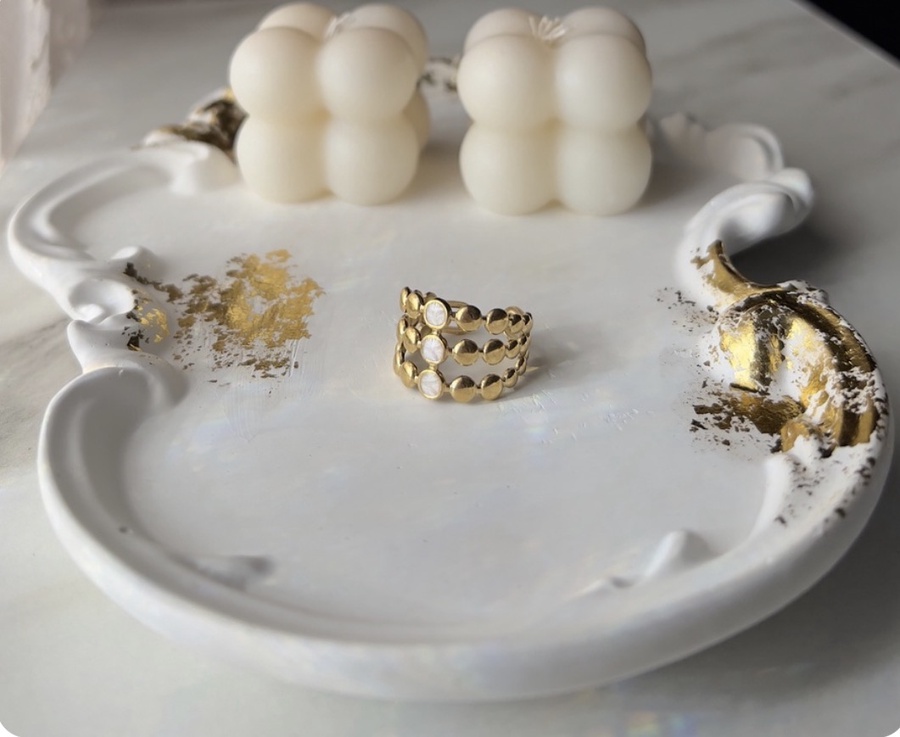 White circular three-layer ring