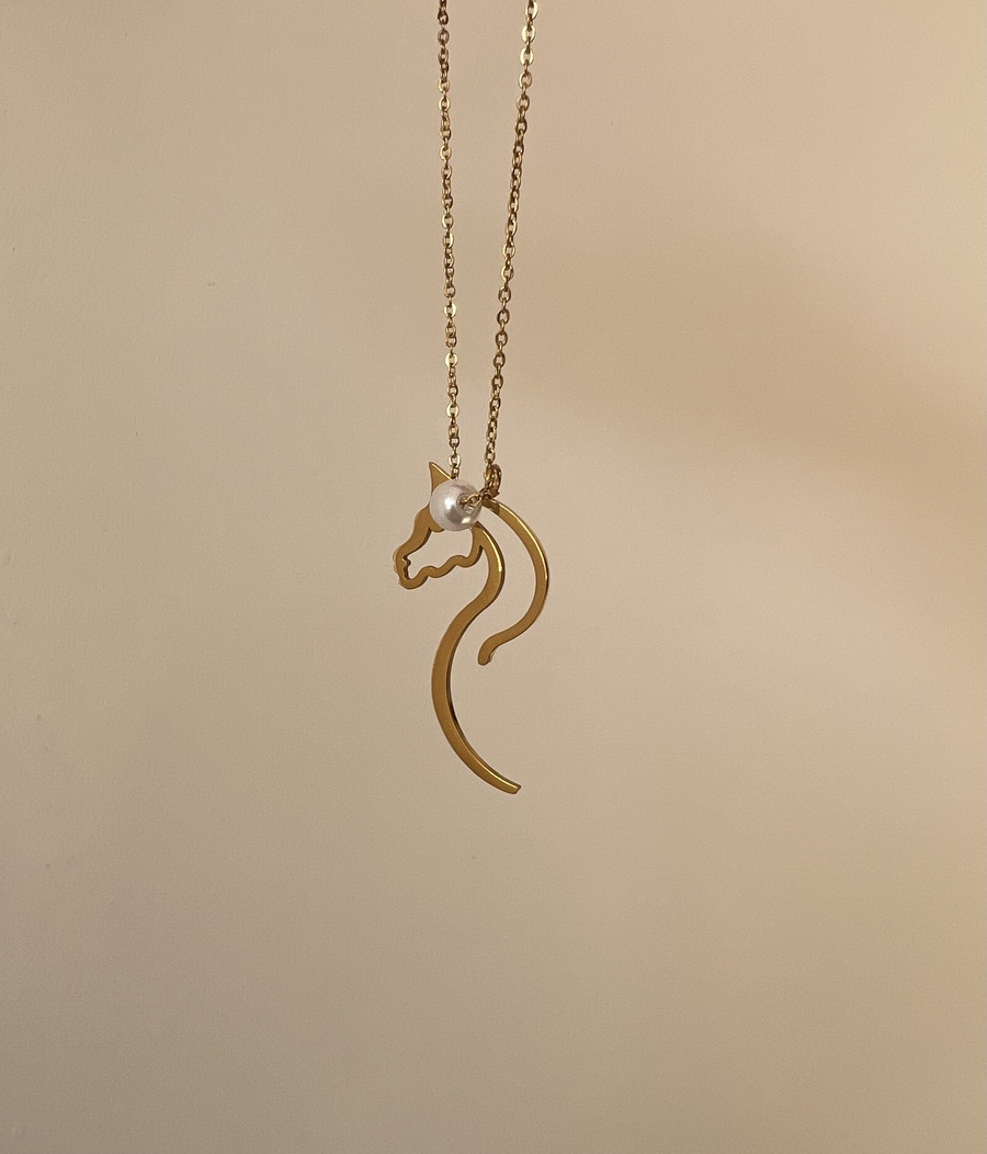 Stainless Steel Hollow Horse Necklace