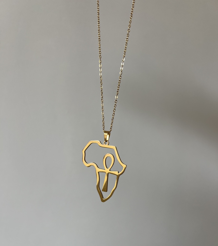 Ankh Key Necklace in the Shape of Africa 