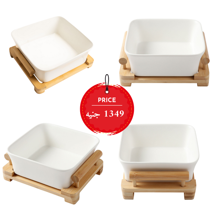 طبق مربع ستاند بامبو